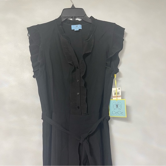 CeCe By Cynthia Steffe Plissa Trim Jumpsuit In Rich Black - Size 12 NWT- Reemoly - Picture 15 of 15